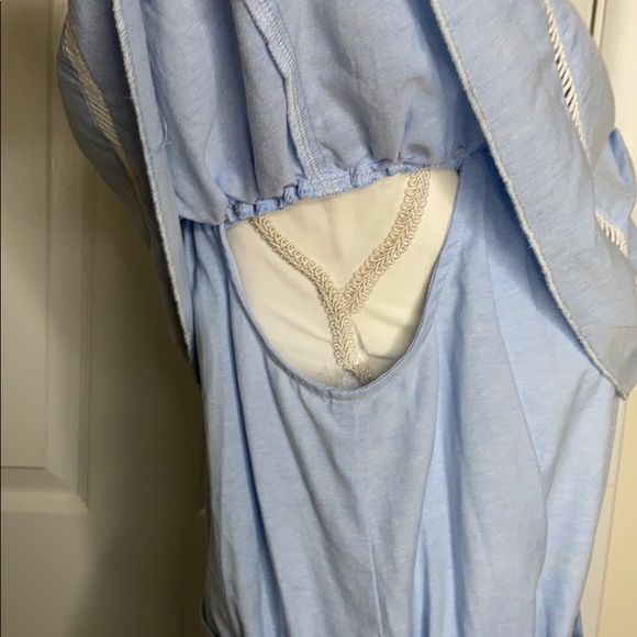 Strapless Light Blue Ruffle Dress - Picture 3 of 6